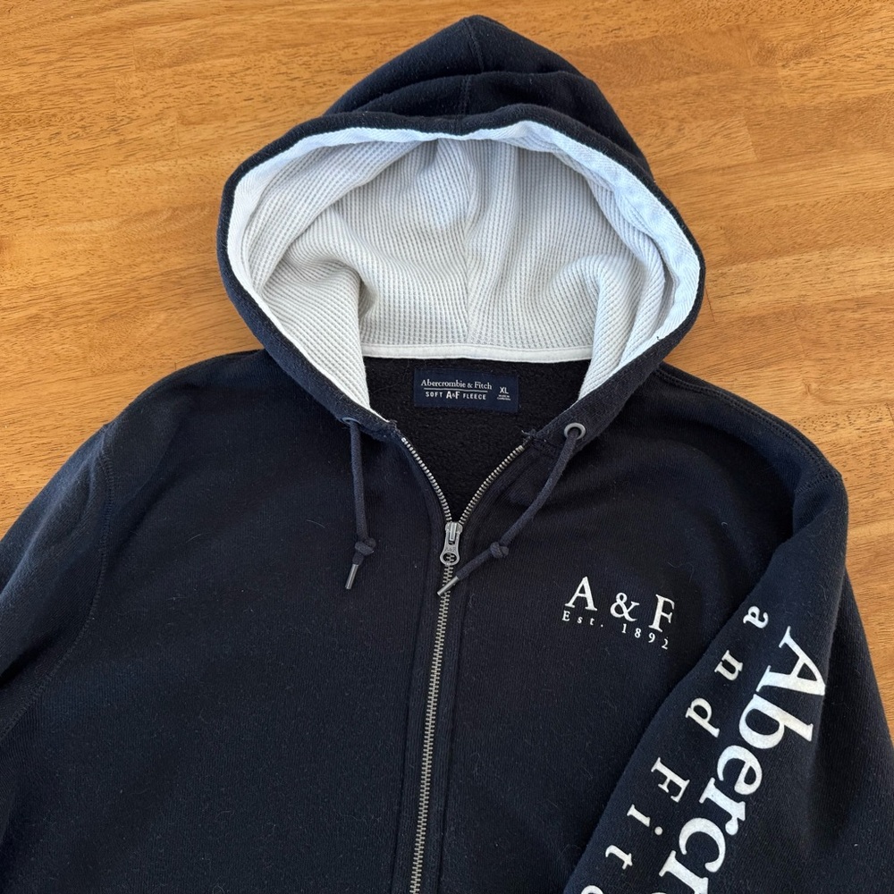 Abercrombie & Fitch Men's XL Soft Fleece Black A&F Full Zip Hoodie Jacket